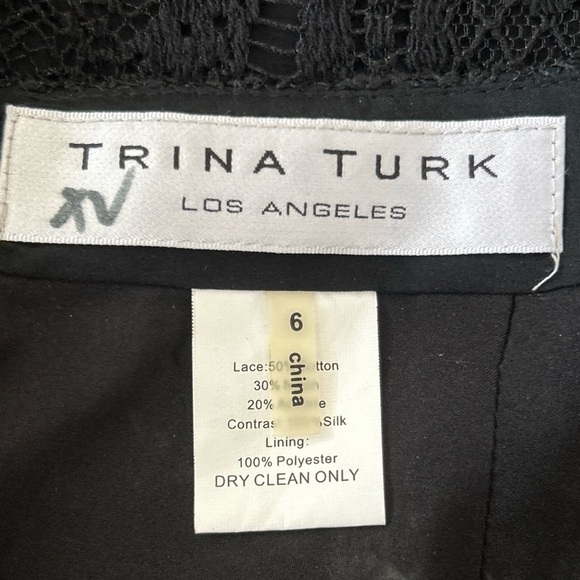 Trina Turk Black Lace Resort A Line Mini Skirt Lined USA MADE Sz 6 - Picture 4 of 6